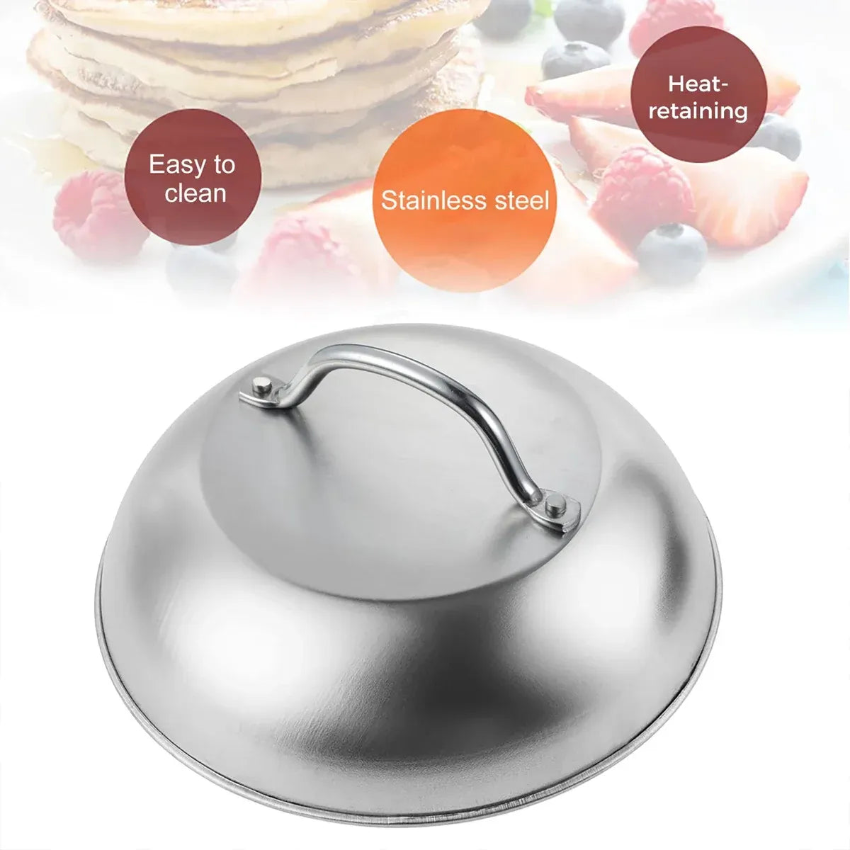 Stainless Steel Food Cover Dome Lid For Teppanyaki Grill Steak Cooking Kitchen