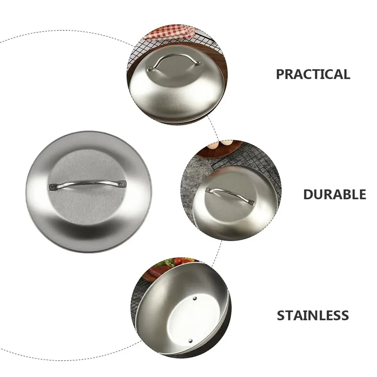 Stainless Steel Food Cover Dome Lid For Teppanyaki Grill Steak Cooking Kitchen