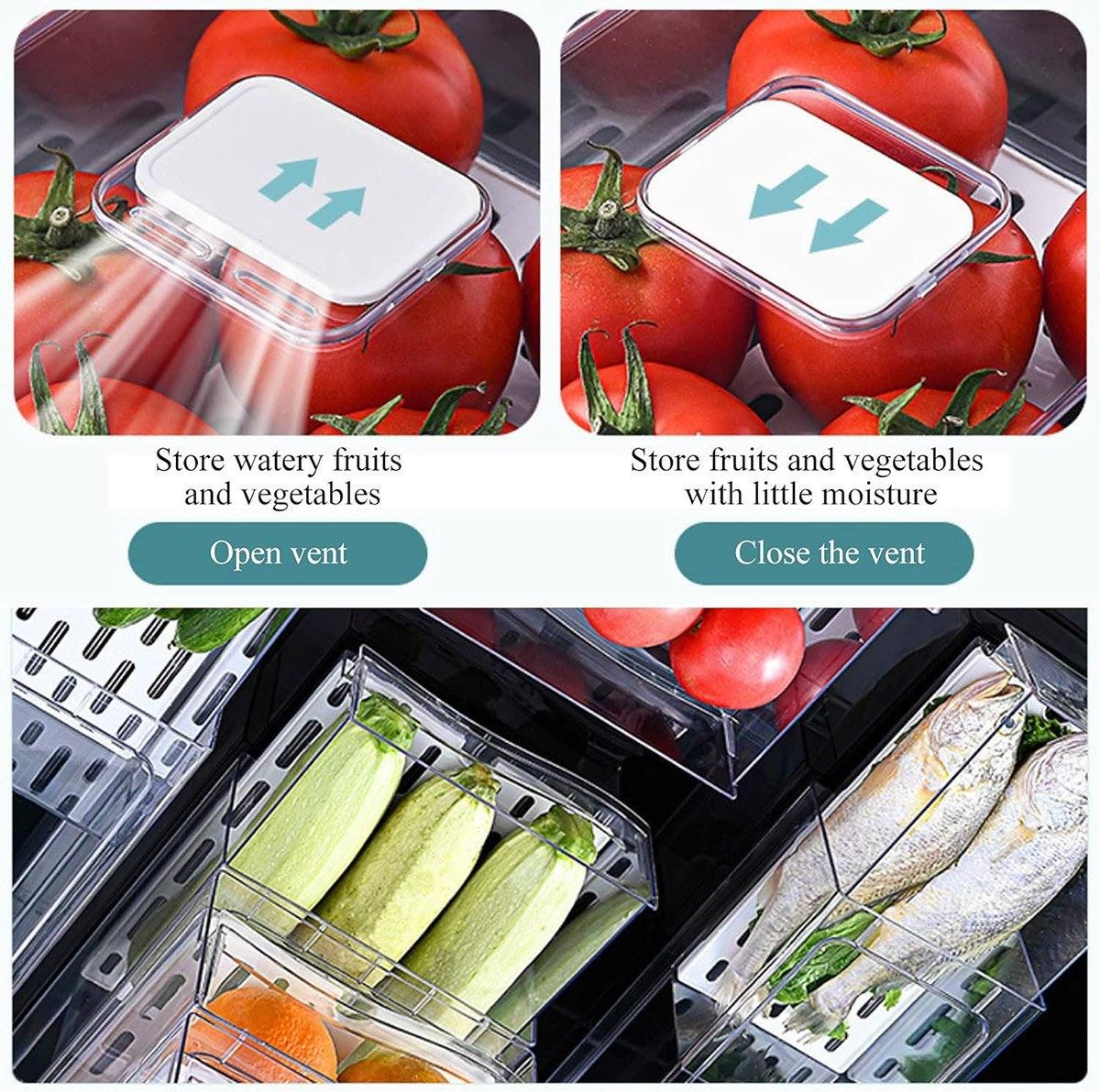 Kitchen Fridge Drawer Organiser Storage Boxes Refrigerator Storage Containers - 14cm