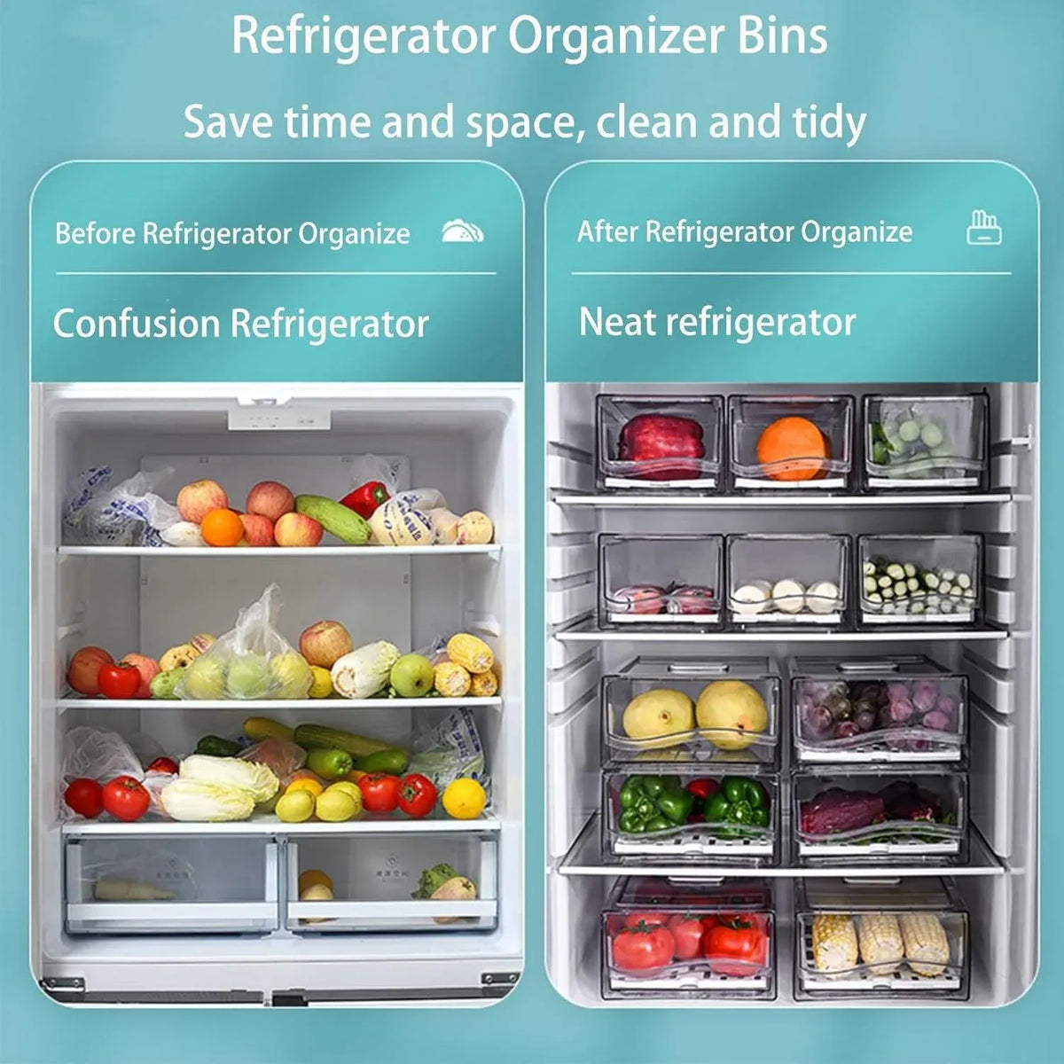 Kitchen Fridge Drawer Organiser Storage Boxes Refrigerator Storage Containers - 14cm