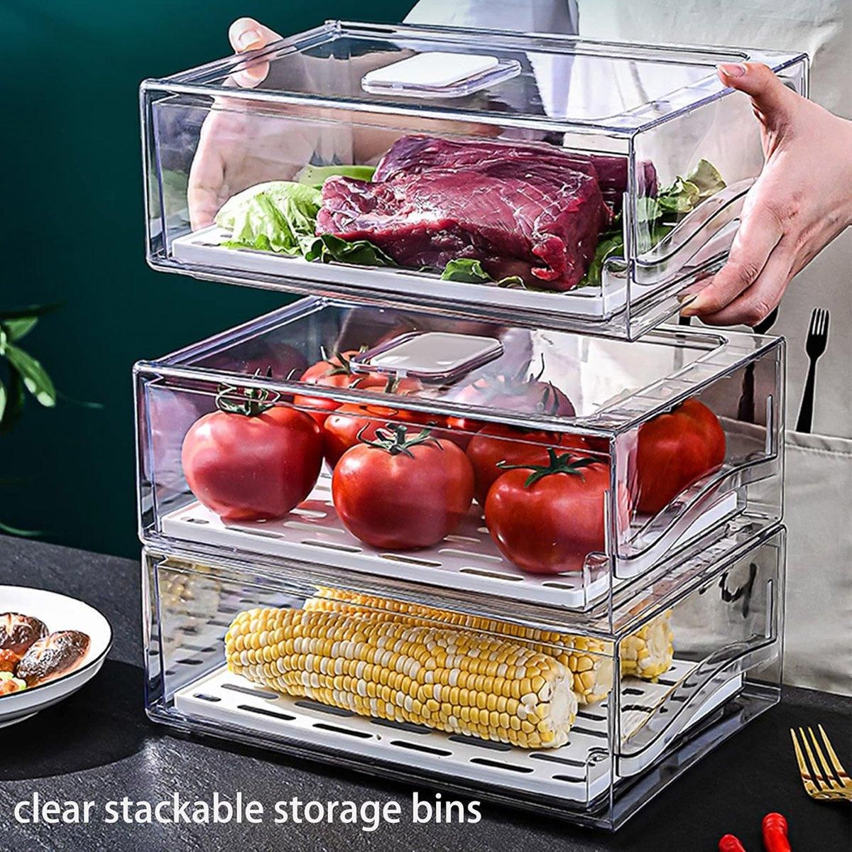 Kitchen Fridge Drawer Organiser Storage Boxes Refrigerator Storage Containers - 14cm