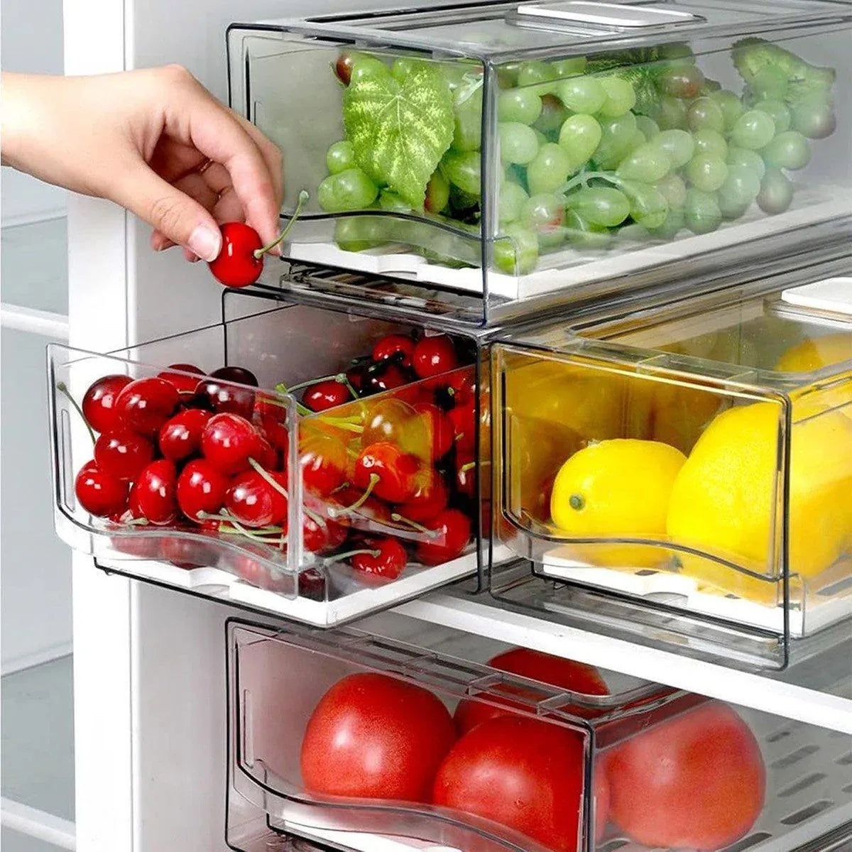 Kitchen Fridge Drawer Organiser Storage Boxes Refrigerator Storage Containers - 14cm