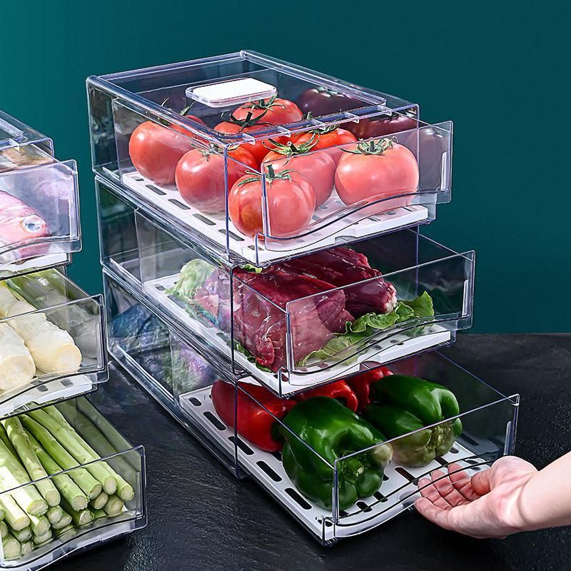 Kitchen Fridge Drawer Organiser Storage Boxes Refrigerator Storage Containers - 14cm