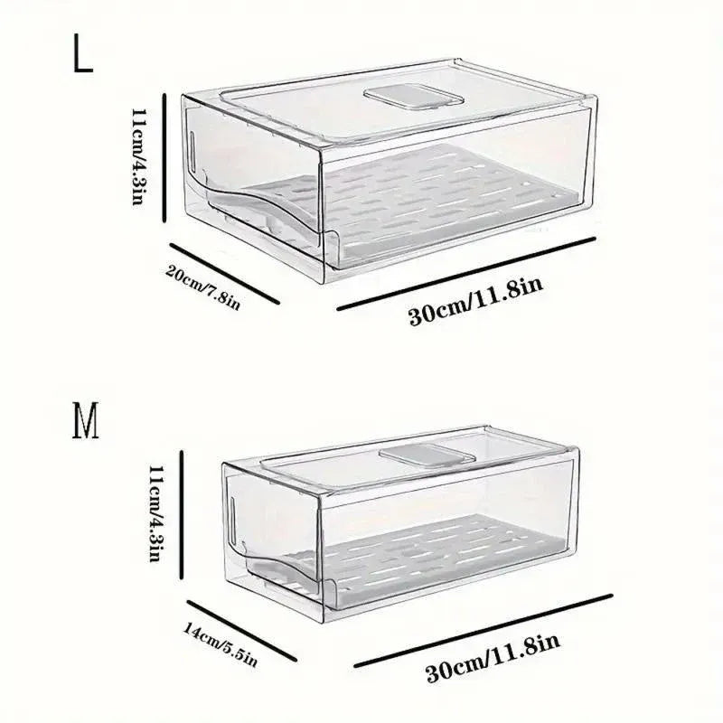 Kitchen Fridge Drawer Organiser Storage Boxes Refrigerator Storage Containers - 20cm