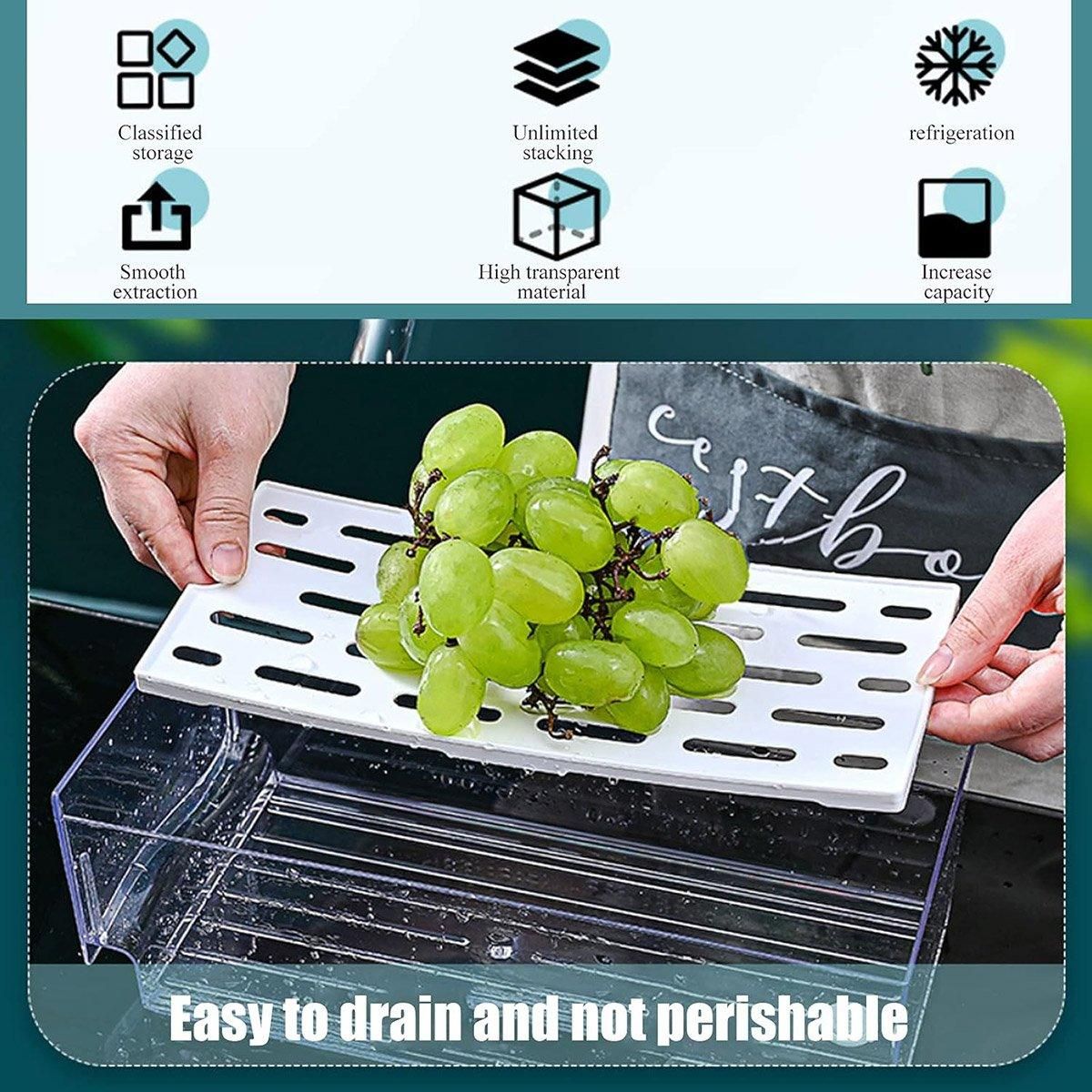 Kitchen Fridge Drawer Organiser Storage Boxes Refrigerator Storage Containers - 20cm