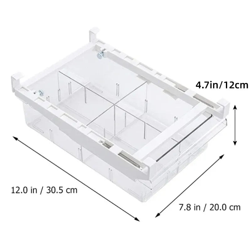 2Pcs Refrigerator Storage Drawer Fridge Organizer Rack Kitchen Egg Holder Space - 4 Grids