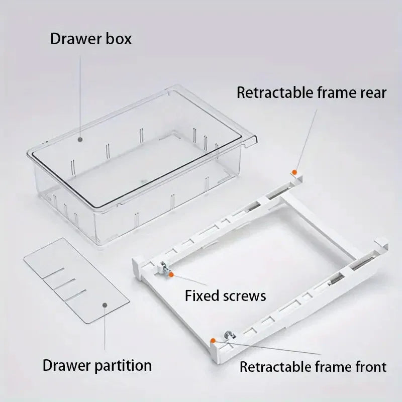 2Pcs Refrigerator Storage Drawer Fridge Organizer Rack Kitchen Egg Holder Space - 4 Grids