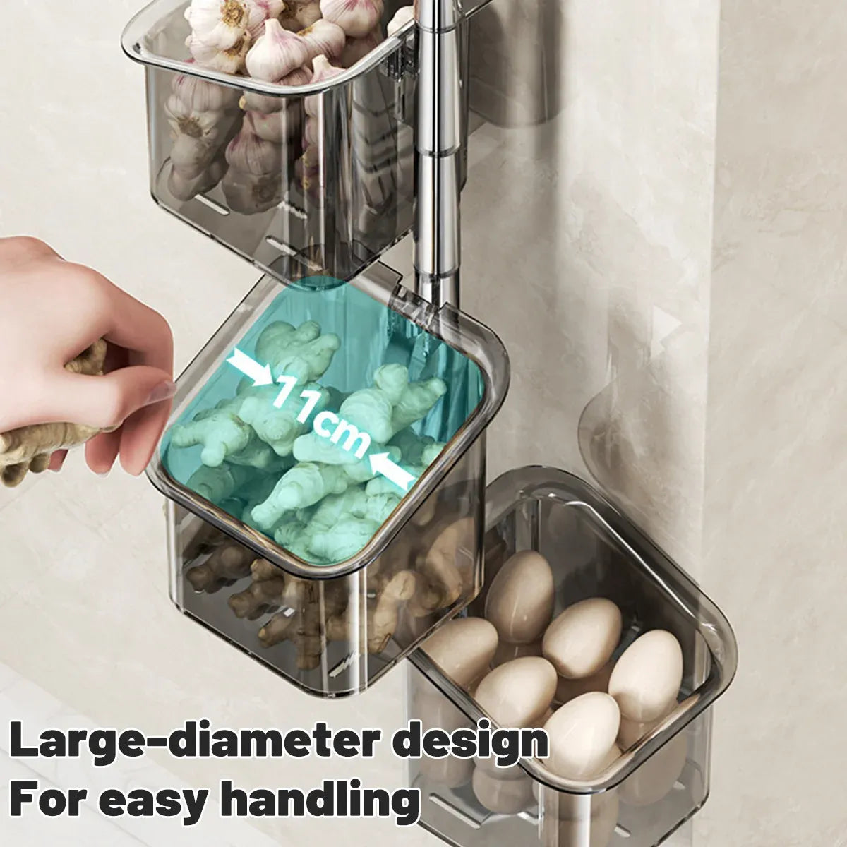 3PCS Wall-Mounted Spice Storage Box 180-Degree Rotatable Removable Design