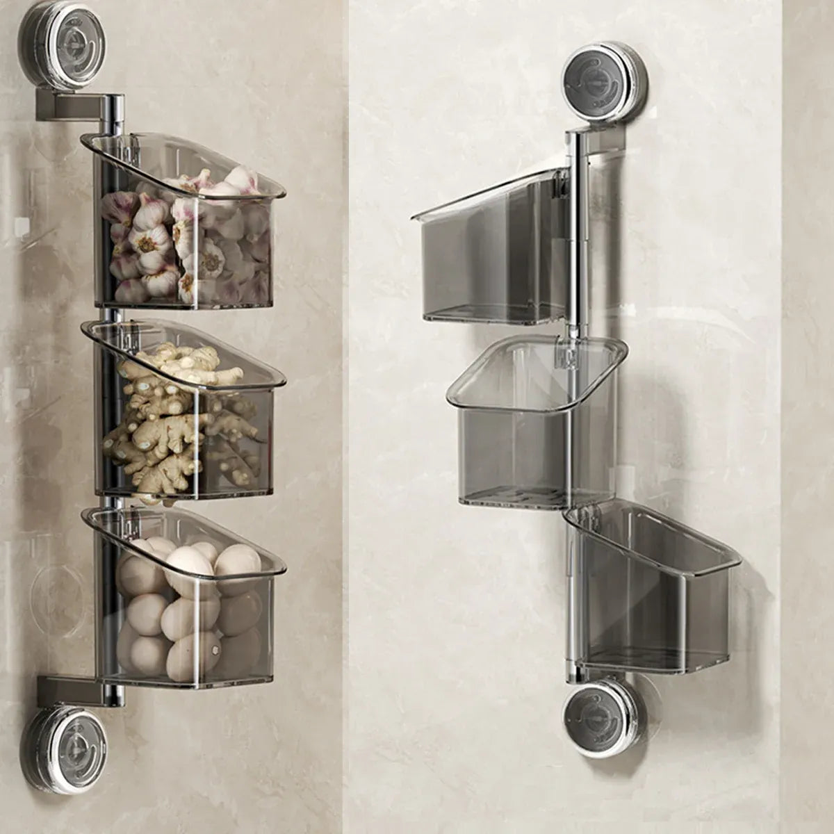 3PCS Wall-Mounted Spice Storage Box 180-Degree Rotatable Removable Design