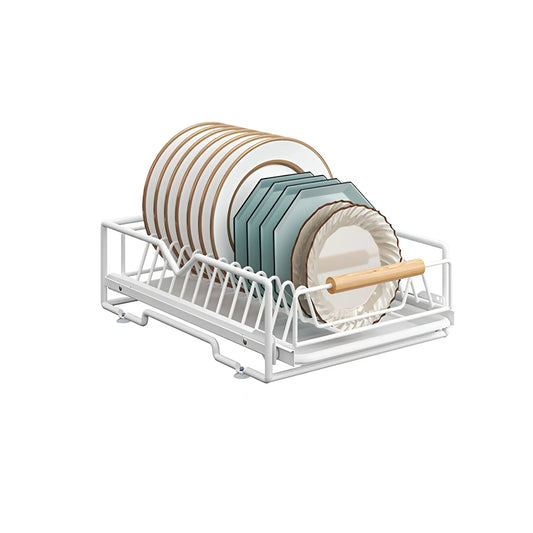 Pull Out Storage Rack Kitchen Dish Bowl Organiser Carbon Steel 40 x 30 x 13cm - Dish Rack