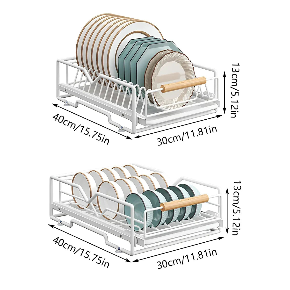 Pull Out Storage Rack Kitchen Dish Bowl Organiser Carbon Steel 40 x 30 x 13cm - Dish Rack