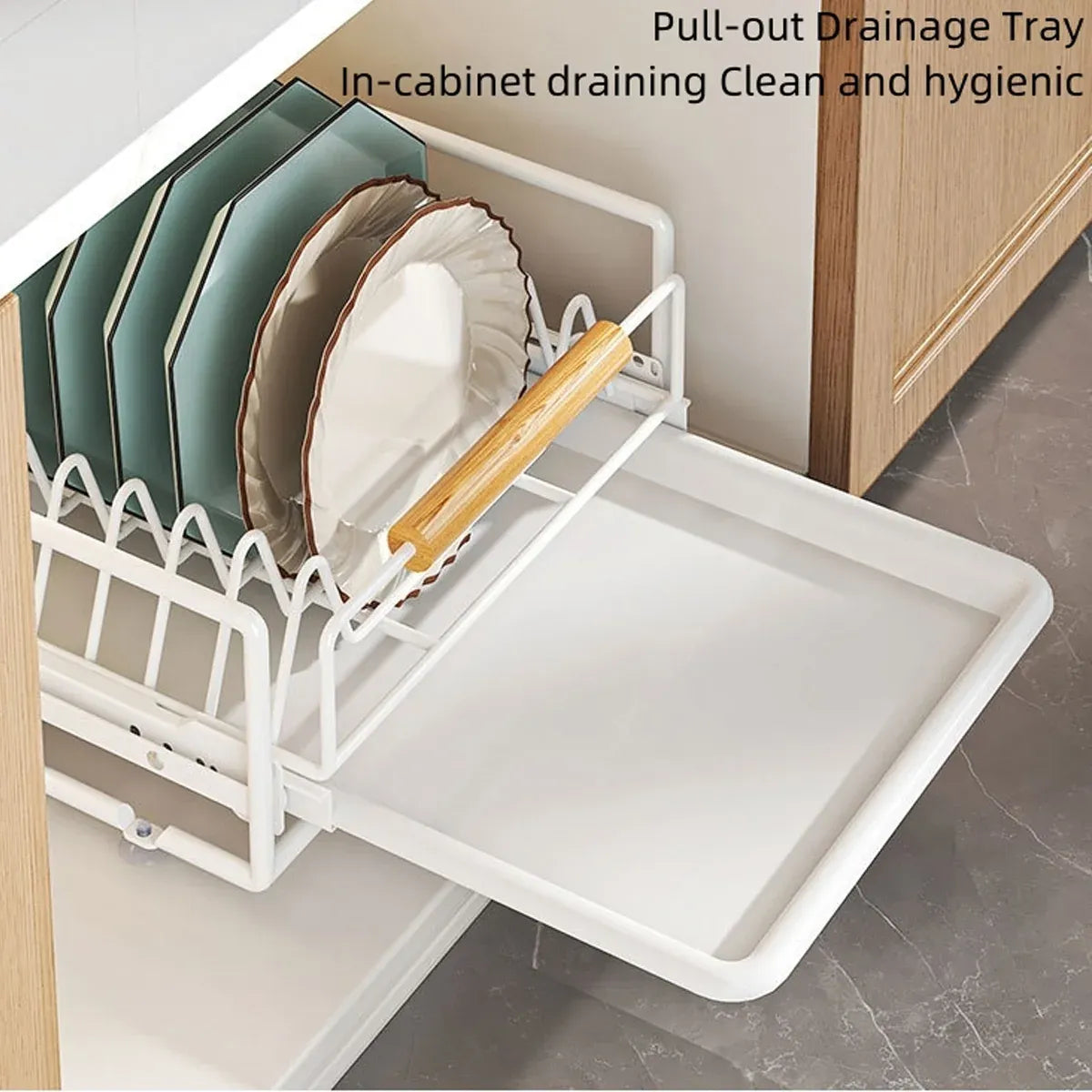 Pull Out Storage Rack Kitchen Dish Bowl Organiser Carbon Steel 40 x 30 x 13cm - Dish Rack