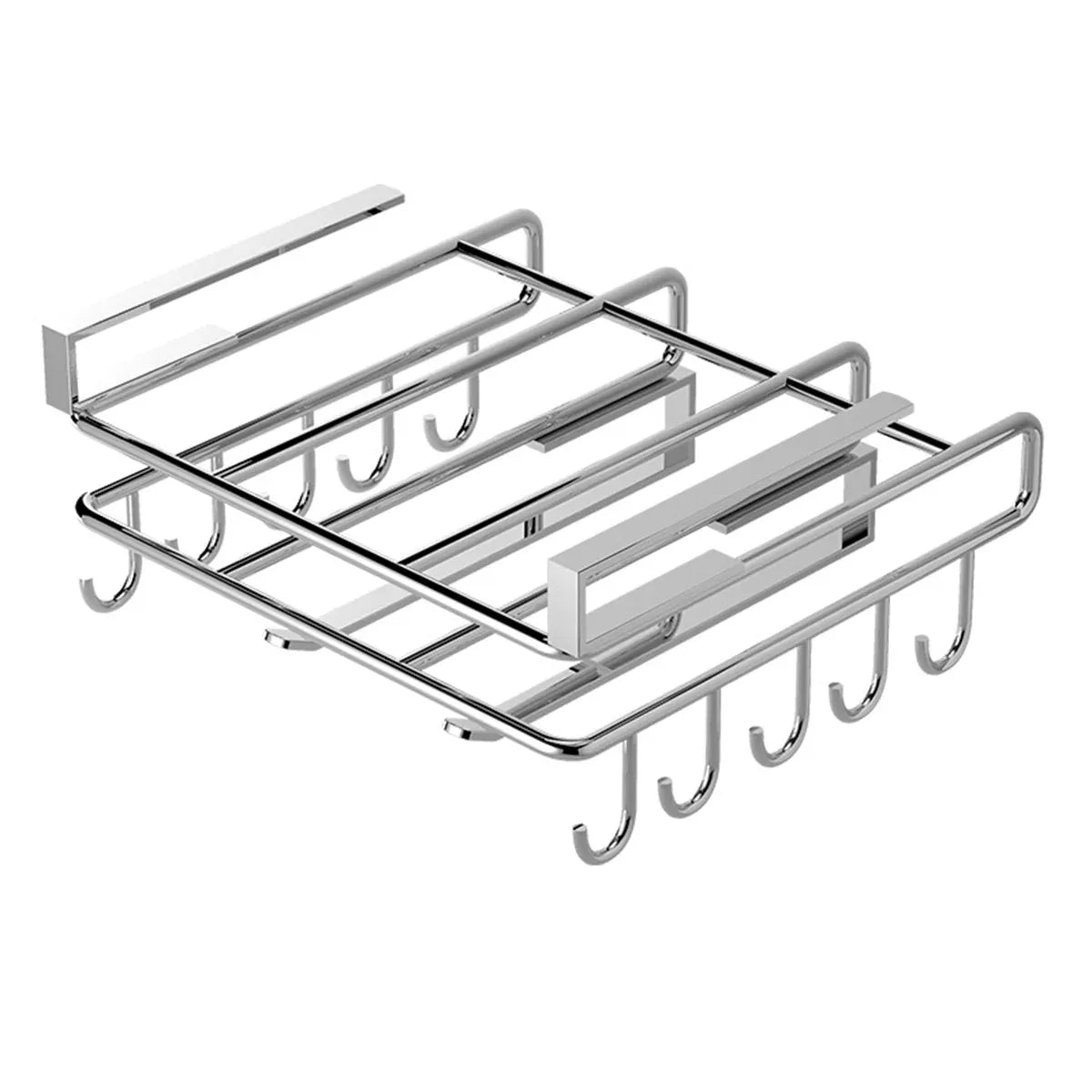Cabinet Hanging Storage Rack Stainless Steel Silver Kitchen Organiser