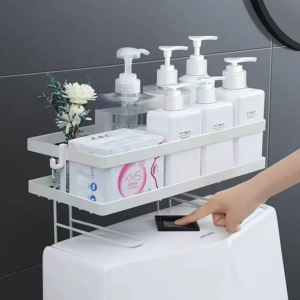 Storage Rack 1Tier Space Saver Over The Toilet Steel Bathroom Shelf Organizer - White