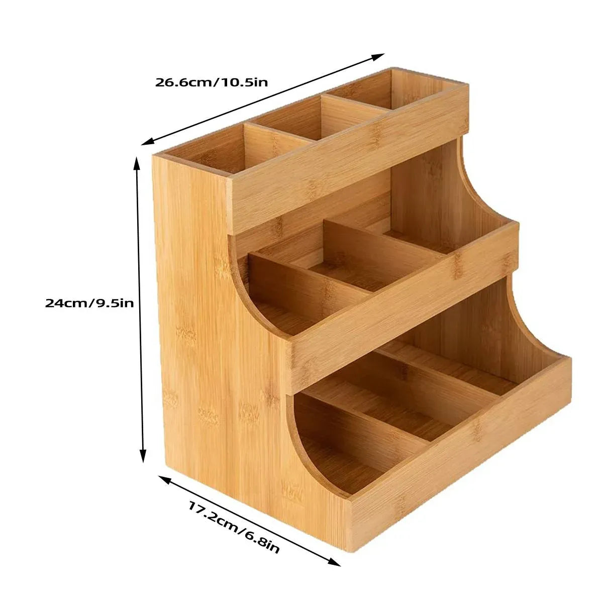 3 Tier Bamboo Storage Rack Tea Bag Coffee Pod Organizer For Countertop Kitchen