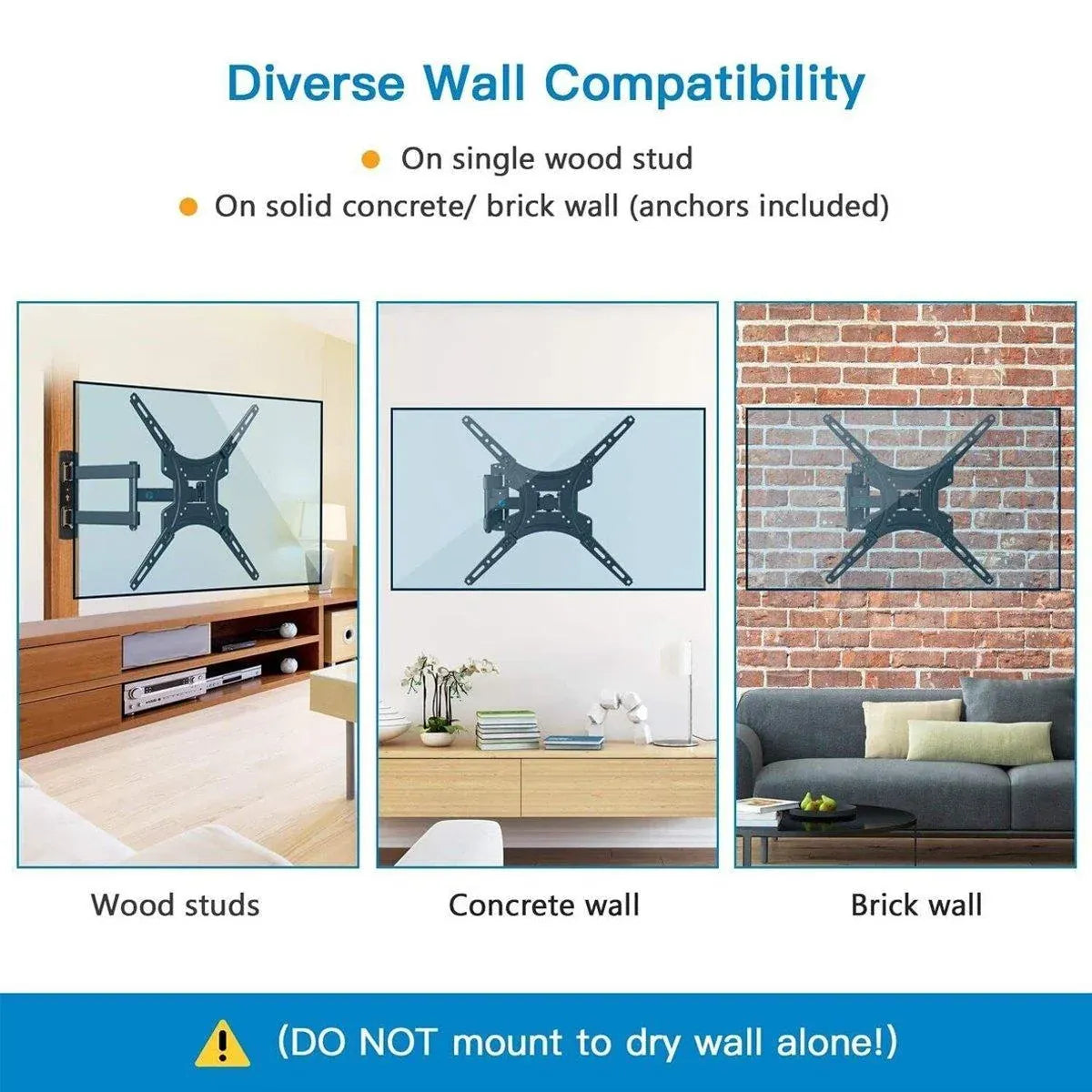 TV Wall Mount Bracket for 32-55 Inch TVs Tilt and Swivel, 1 Piece