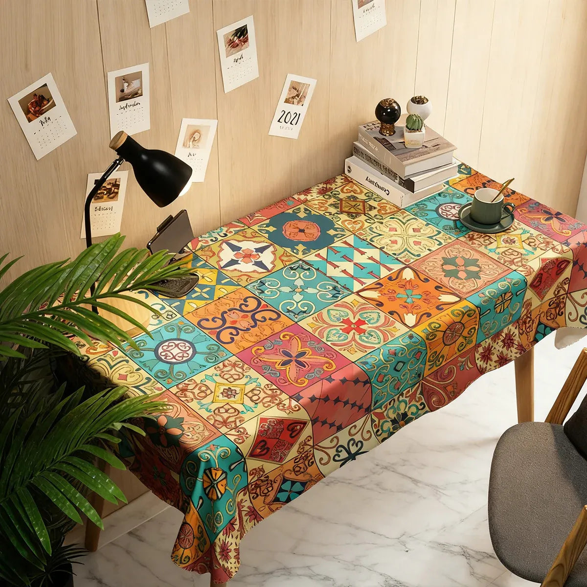 Rectangular Tablecloth Nordic Pattern Stain-Resistant for Dining