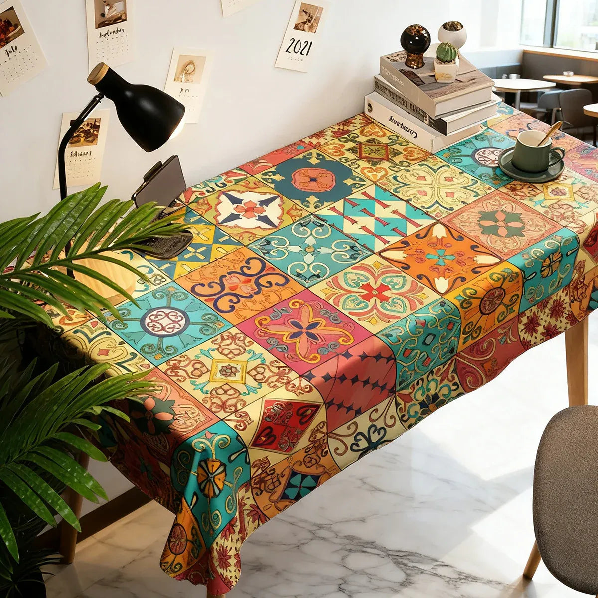 Rectangular Tablecloth Nordic Pattern Stain-Resistant for Dining