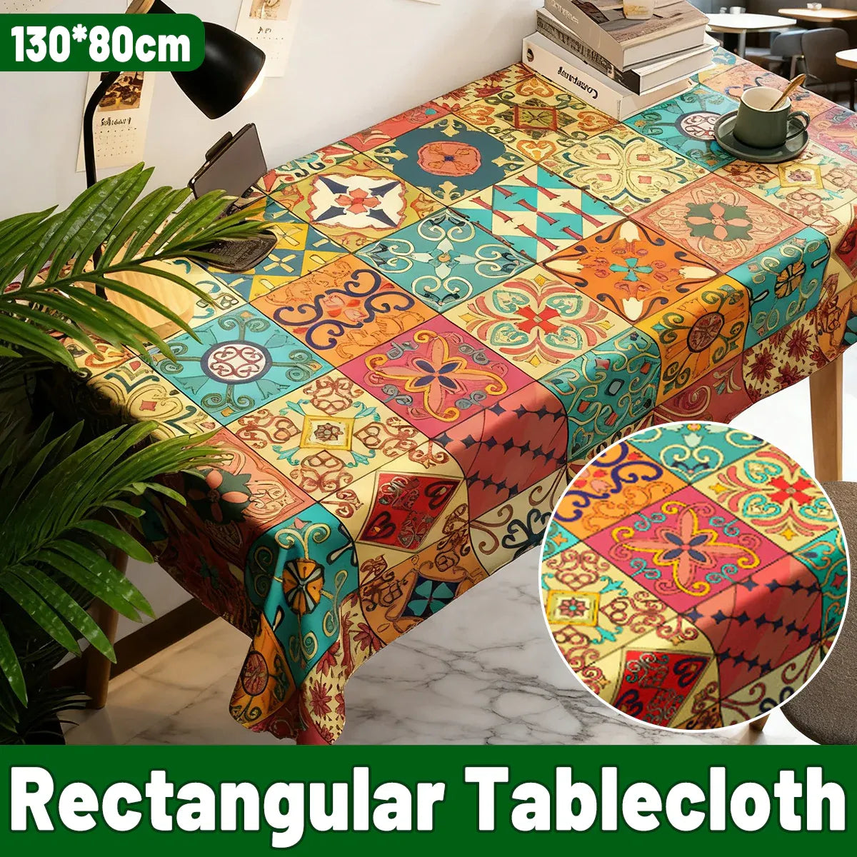 Rectangular Tablecloth Nordic Pattern Stain-Resistant for Dining