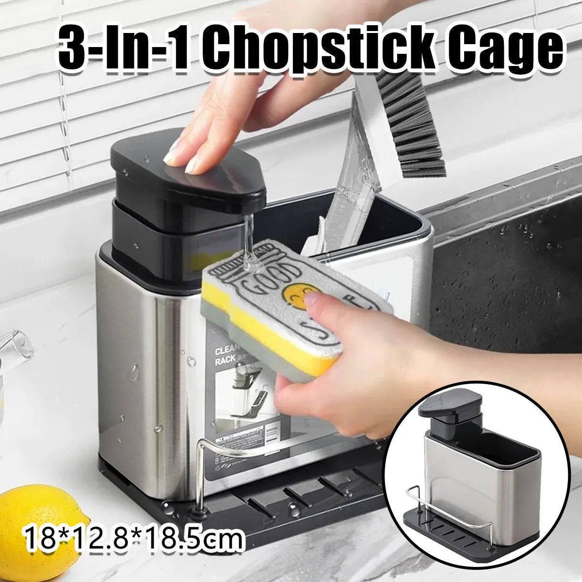 Stainless Steel Multi Function Chopstick Holder Kitchen Utensil Organizer Rack