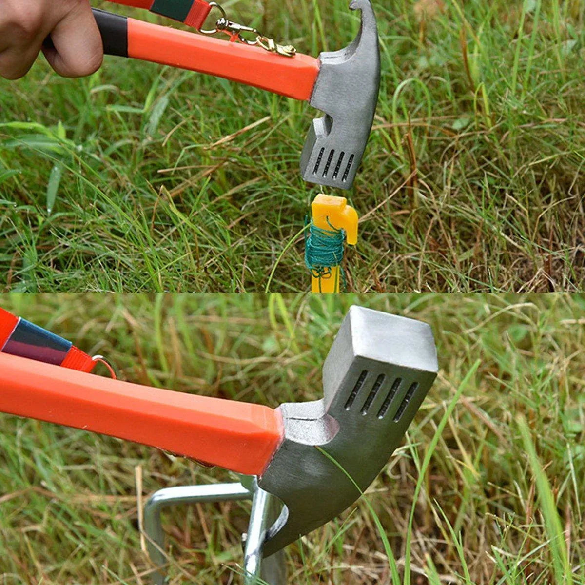 Outdoor Camping Hammer Tent Stake Puller Ground Hammer Heavy Duty Camping Tool - Grey
