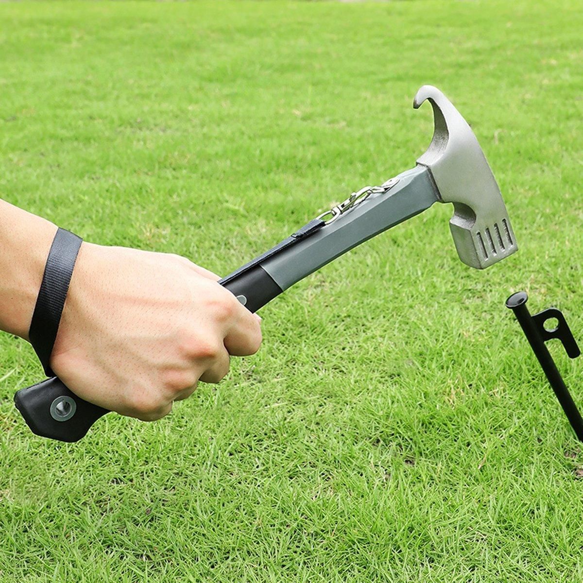 Outdoor Camping Hammer Tent Stake Puller Ground Hammer Heavy Duty Camping Tool - Orange