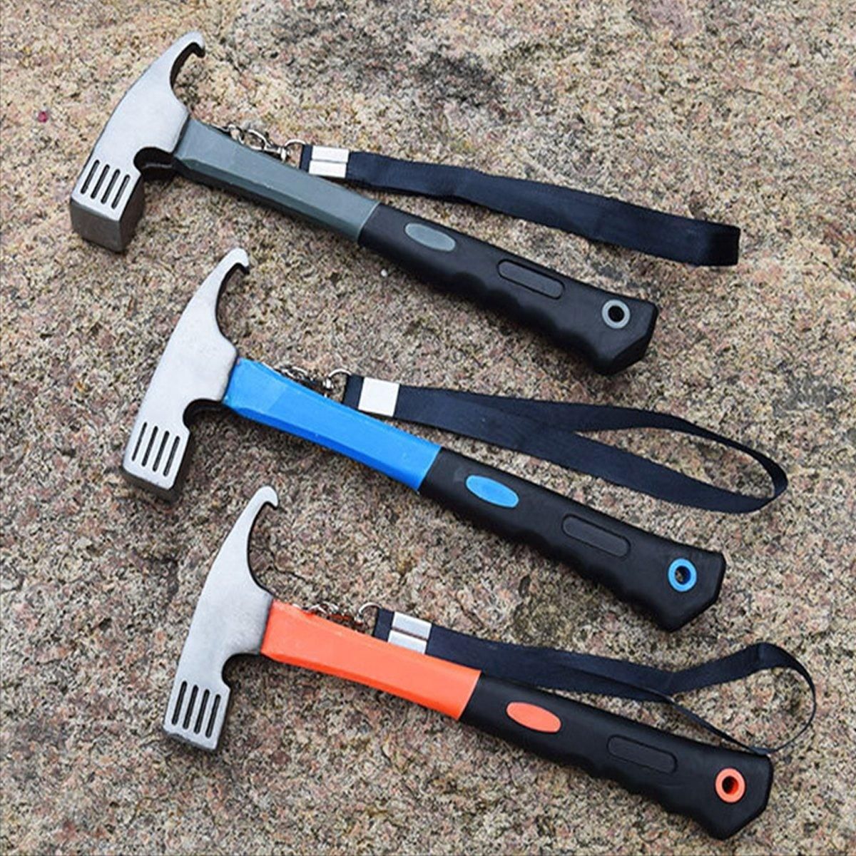 Outdoor Camping Hammer Tent Stake Puller Ground Hammer Heavy Duty Camping Tool - Orange