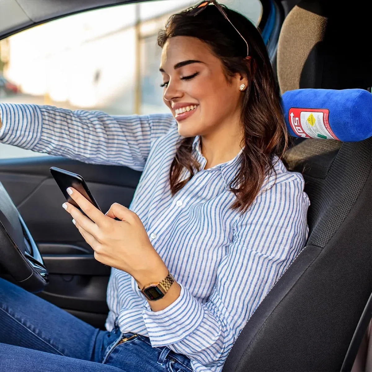 Car Neck Pillow Headrest Cushion Lumbar Support Throw Pillow For Seat Driving - Pillow