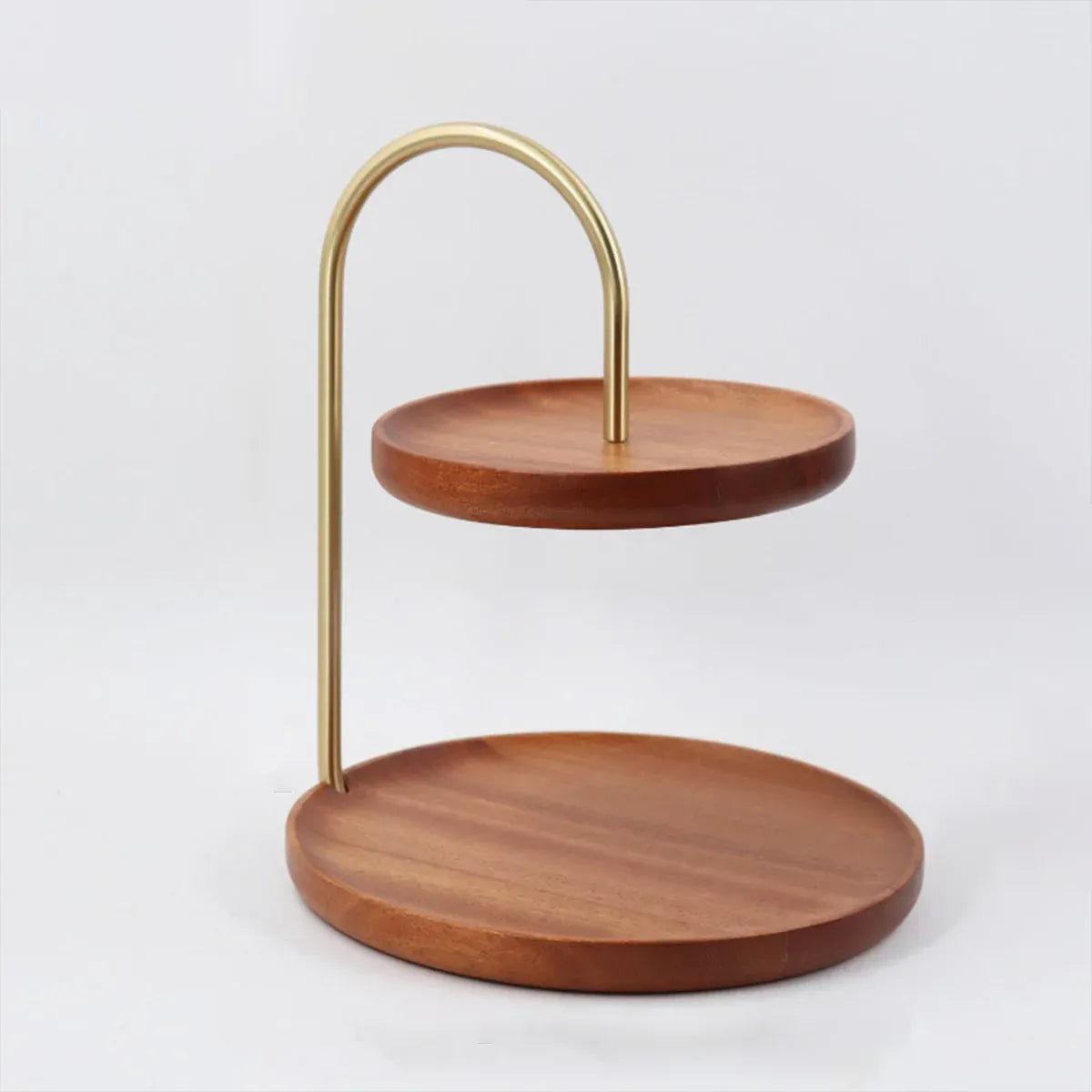 Two Layer Wooden Candy Tray Dessert Display Plate Stand Kitchen Storage Organizer - Light Brown
