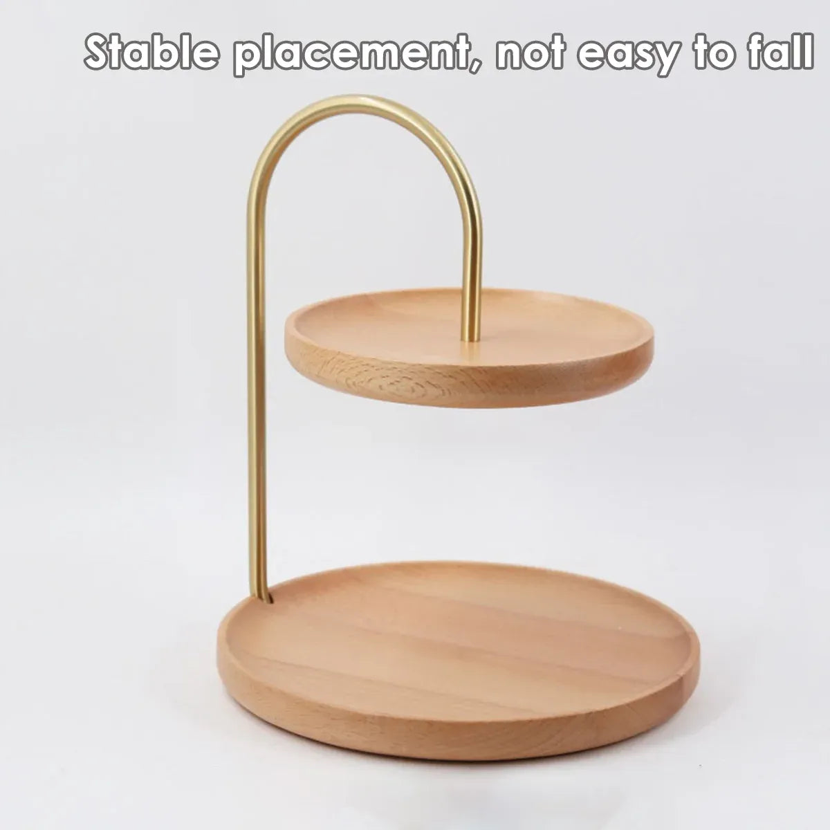 Two Layer Wooden Candy Tray Dessert Display Plate Stand Kitchen Storage Organizer - Dark Brown
