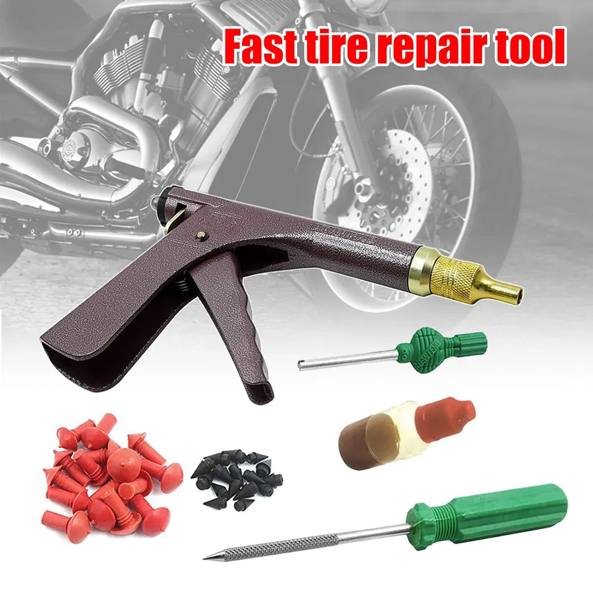Tire Repair Tool Kit for Vehicle Moto Emergency Flat Tire Puncture Fix Set