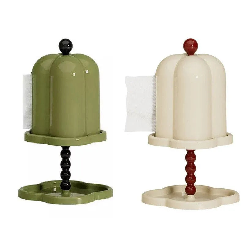 Double Shelf Paper Towel Box Dustproof Lid Vintage Tissue Holder for Kitchen - Green