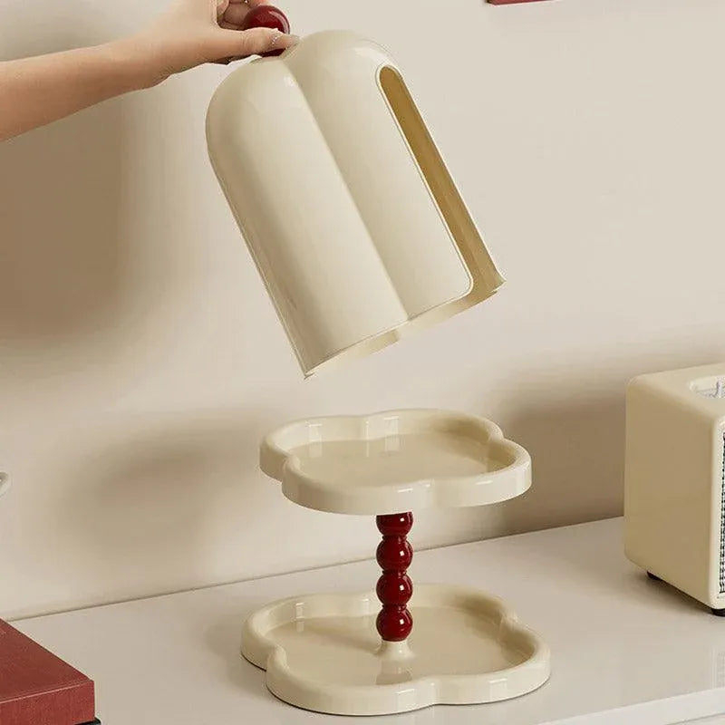 Double Shelf Paper Towel Box Dustproof Lid Vintage Tissue Holder for Kitchen - Green