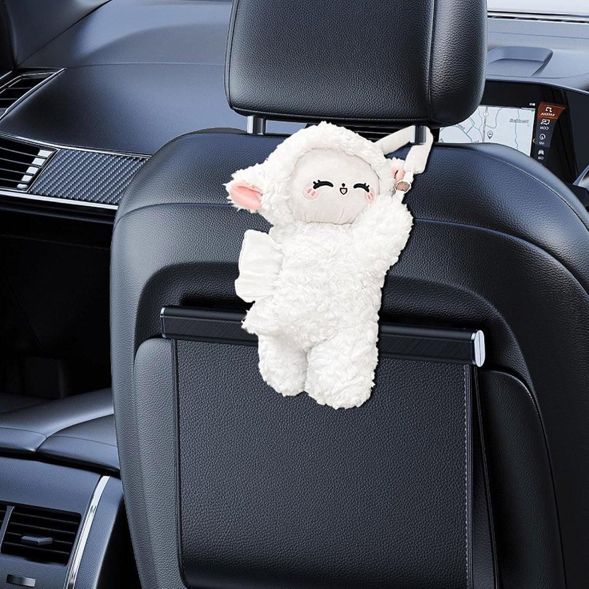 Car Tissue Box Multifunctional Hanging Drawer Box Cartoon Plush Sheep Design