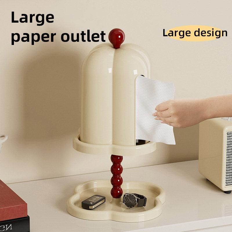 Double Shelf Paper Towel Box Dustproof Lid Vintage Tissue Holder for Kitchen - White