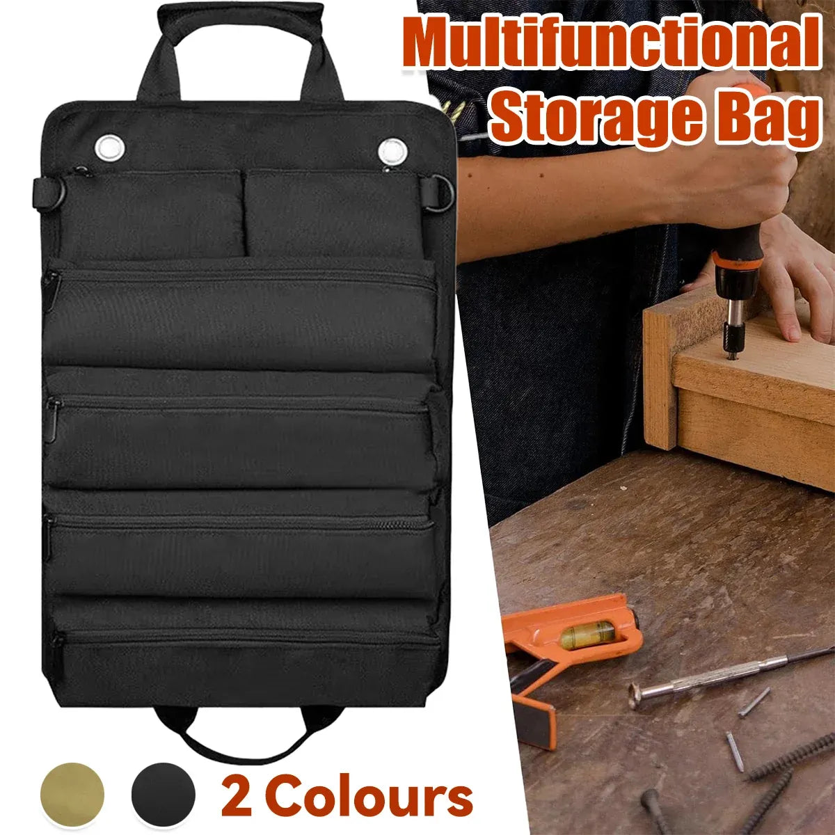 Portable Car Hardware Tool Kit Durable Oxford Bag for Vehicle Emergency Repair - Black