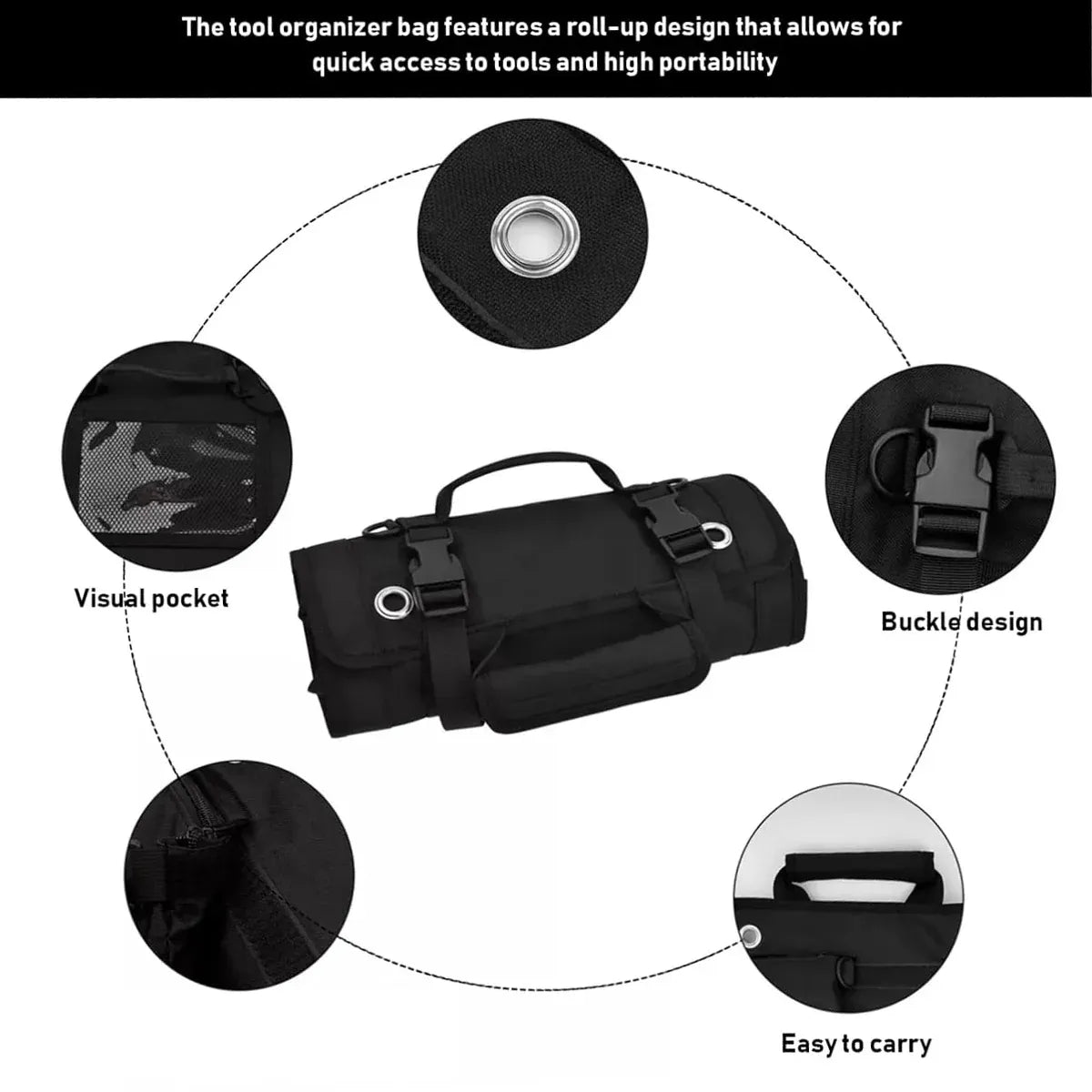 Portable Car Hardware Tool Kit Durable Oxford Bag for Vehicle Emergency Repair - Black