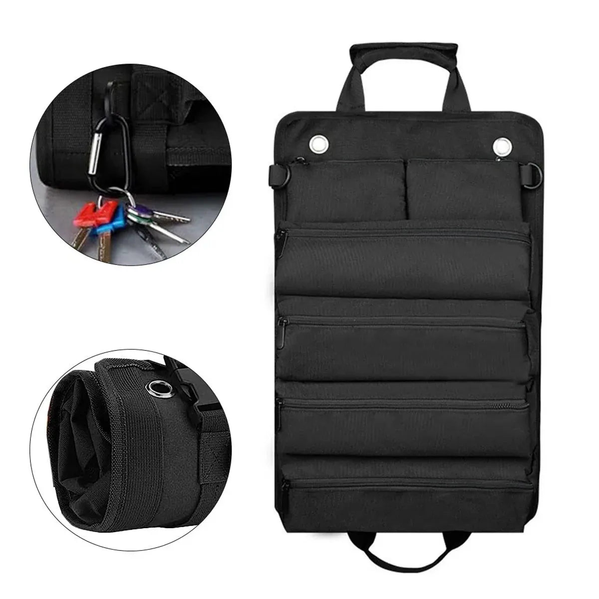 Portable Car Hardware Tool Kit Durable Oxford Bag for Vehicle Emergency Repair - Black