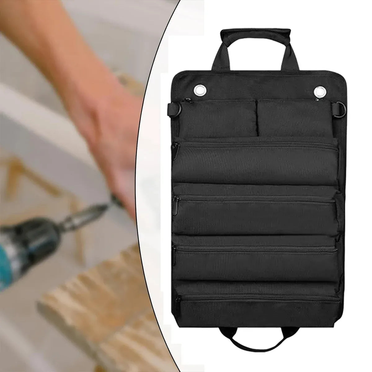 Portable Car Hardware Tool Kit Durable Oxford Bag for Vehicle Emergency Repair - Black