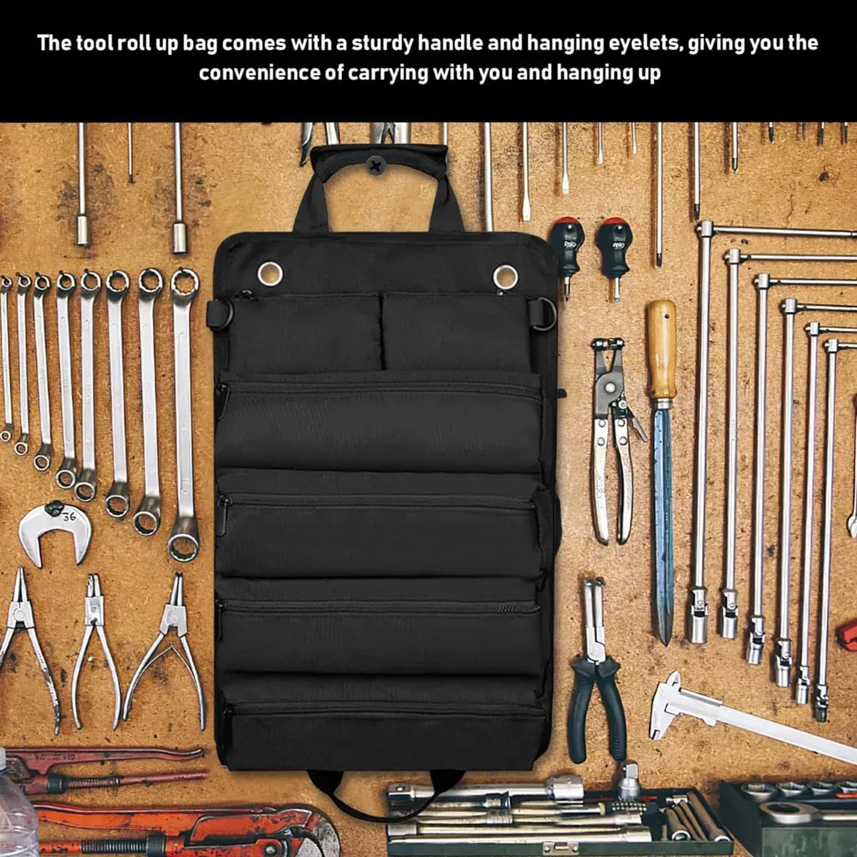 Portable Car Hardware Tool Kit Durable Oxford Bag for Vehicle Emergency Repair - Black