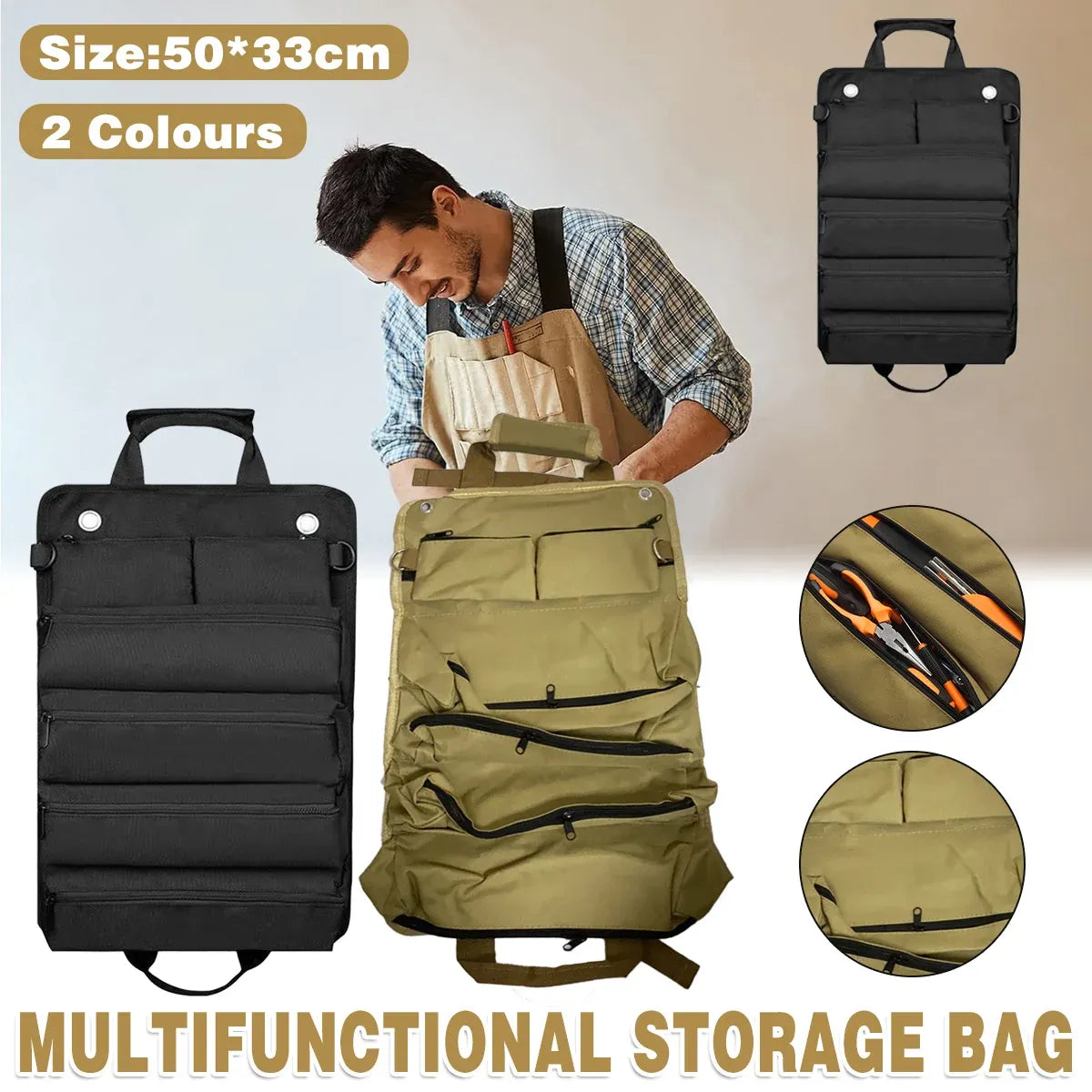 Portable Car Hardware Tool Kit Durable Oxford Bag for Vehicle Emergency Repair - Black