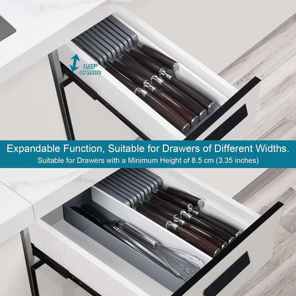 Drawer Dividers Kitchen Knife Organizer Storage Rack Holder Tray Utensil Insert
