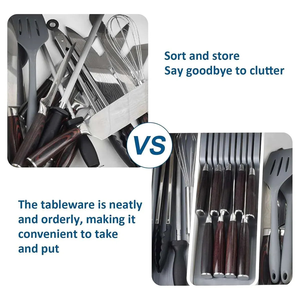 Drawer Dividers Kitchen Knife Organizer Storage Rack Holder Tray Utensil Insert
