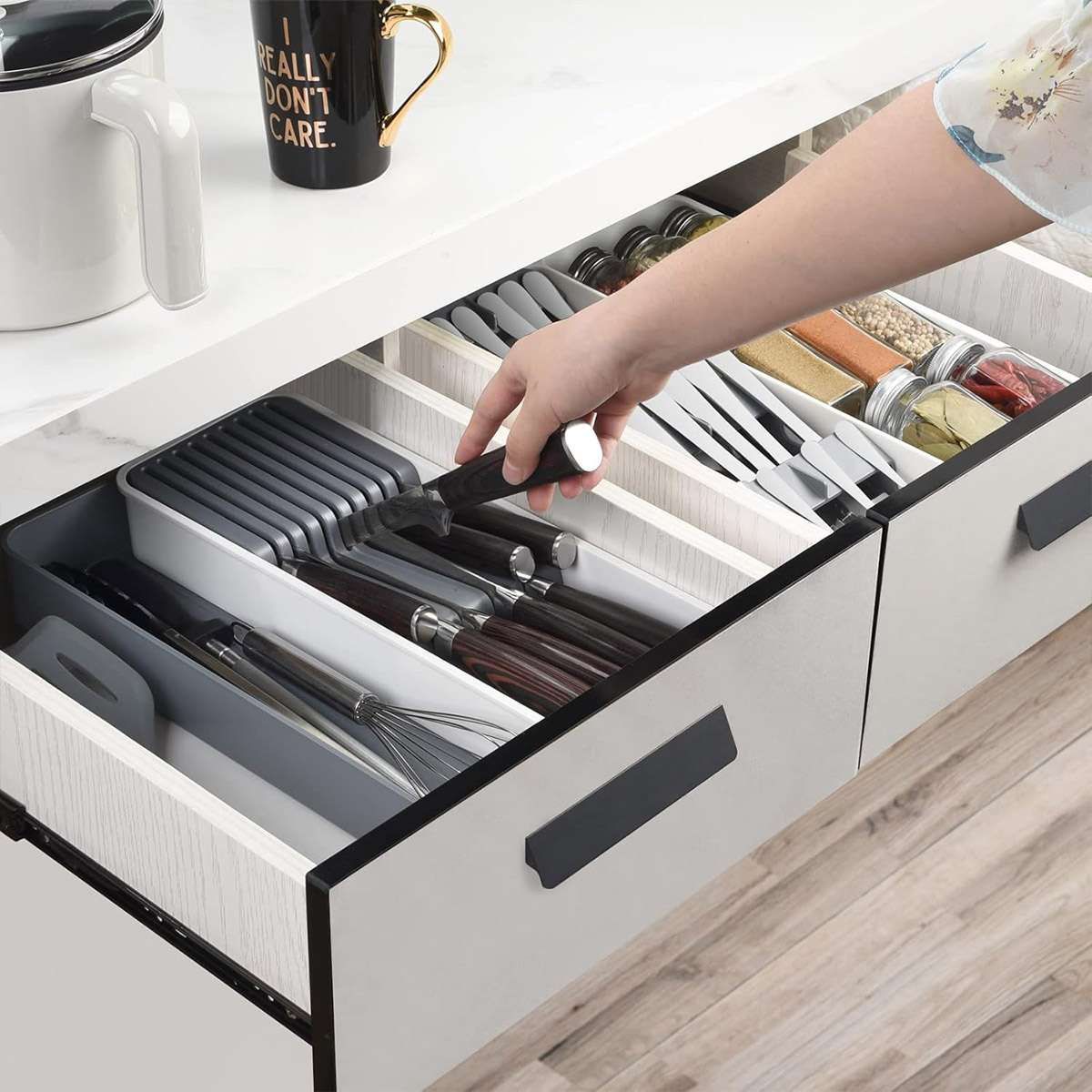 Drawer Dividers Kitchen Knife Organizer Storage Rack Holder Tray Utensil Insert