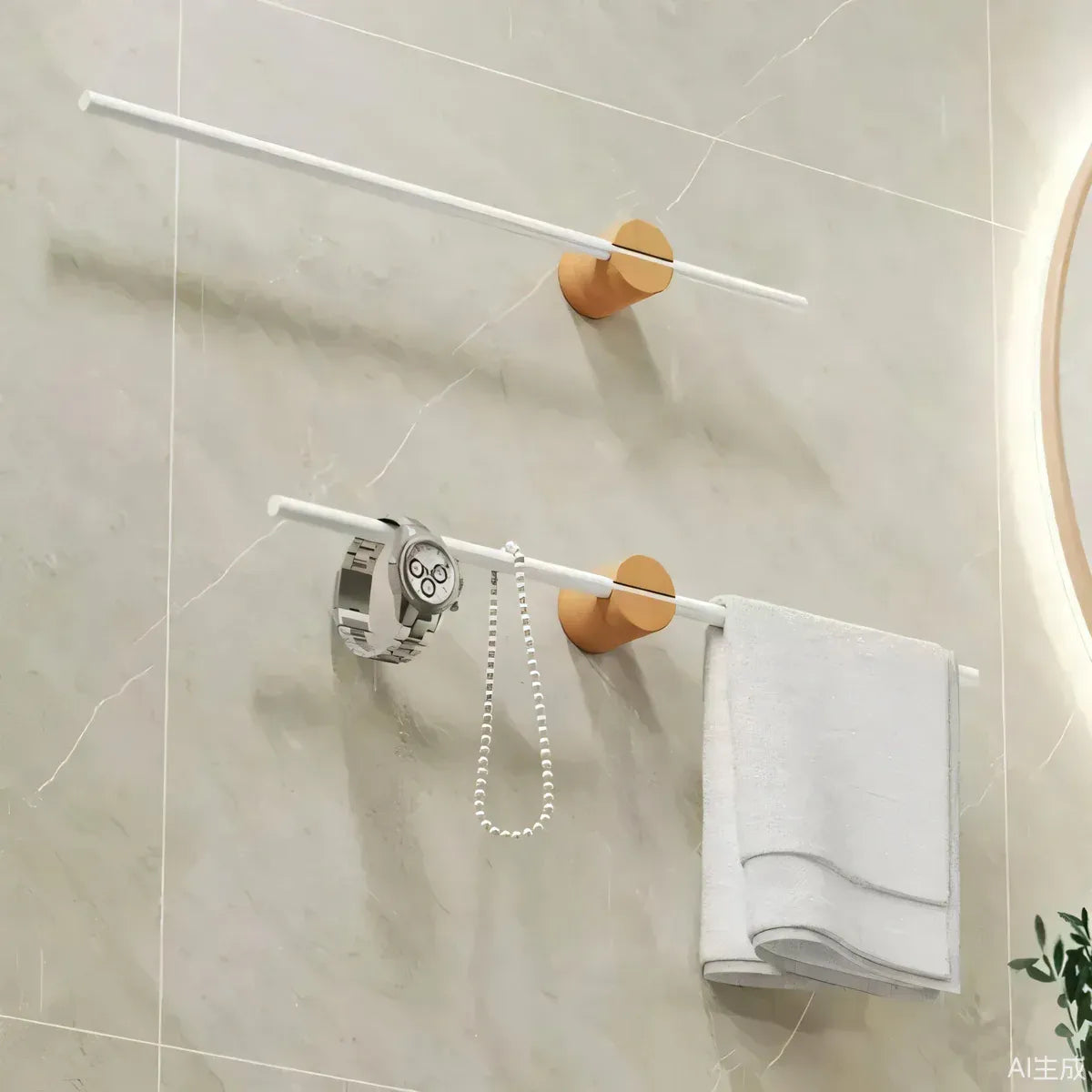 Minimalist Adjustable No-Drill Extendable Towel Rail for Bathroom Home Organizer - 40cm