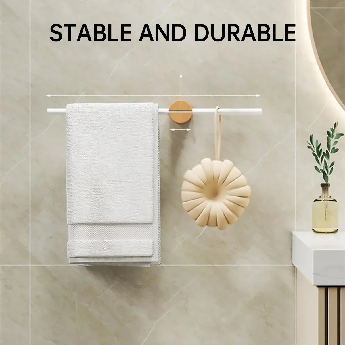 Minimalist Adjustable No-Drill Extendable Towel Rail for Bathroom Home Organizer - 40cm