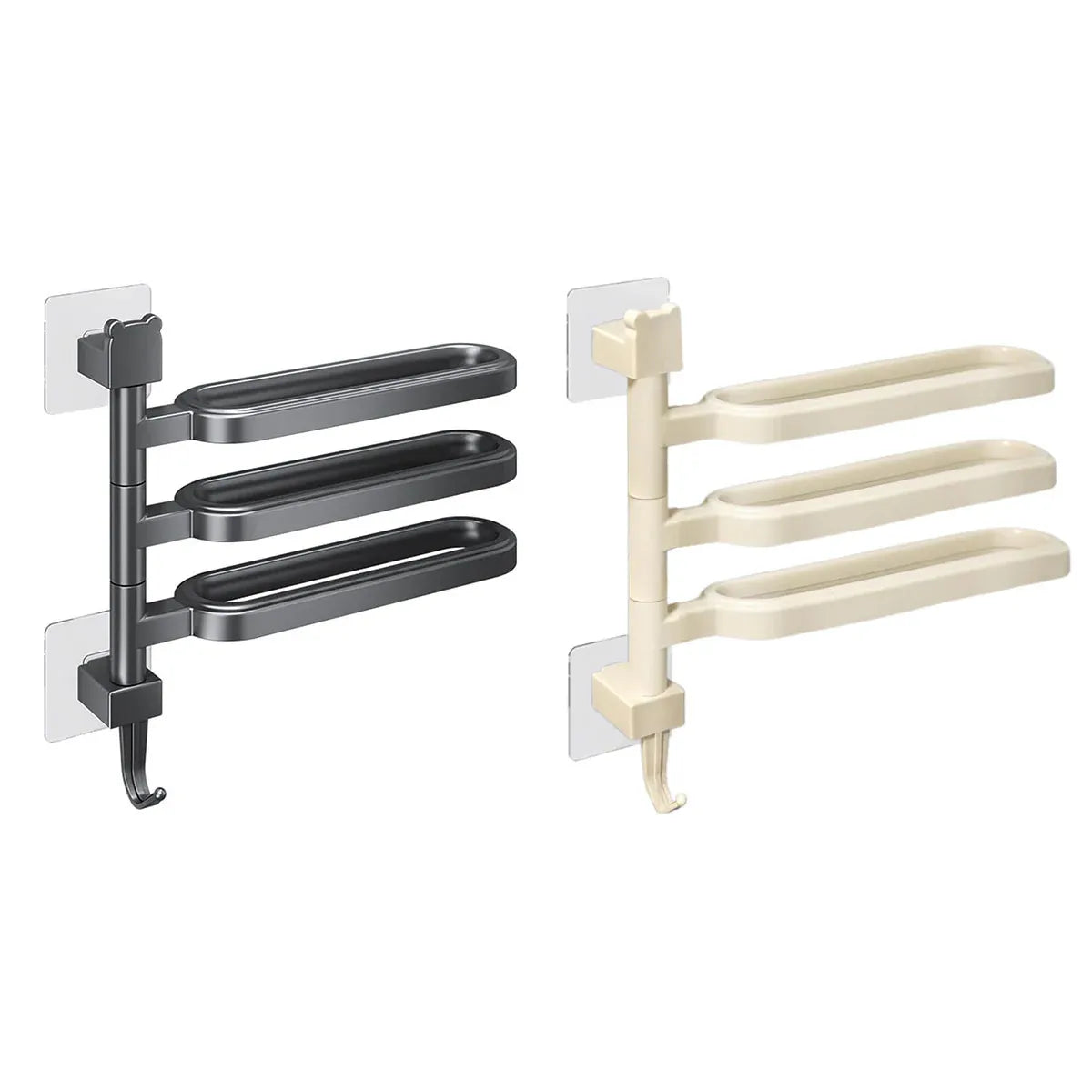 Punch-free Towel Rack Basic Model Rotatable Multi-rod Bathroom Toilet Towel Hang - Grey