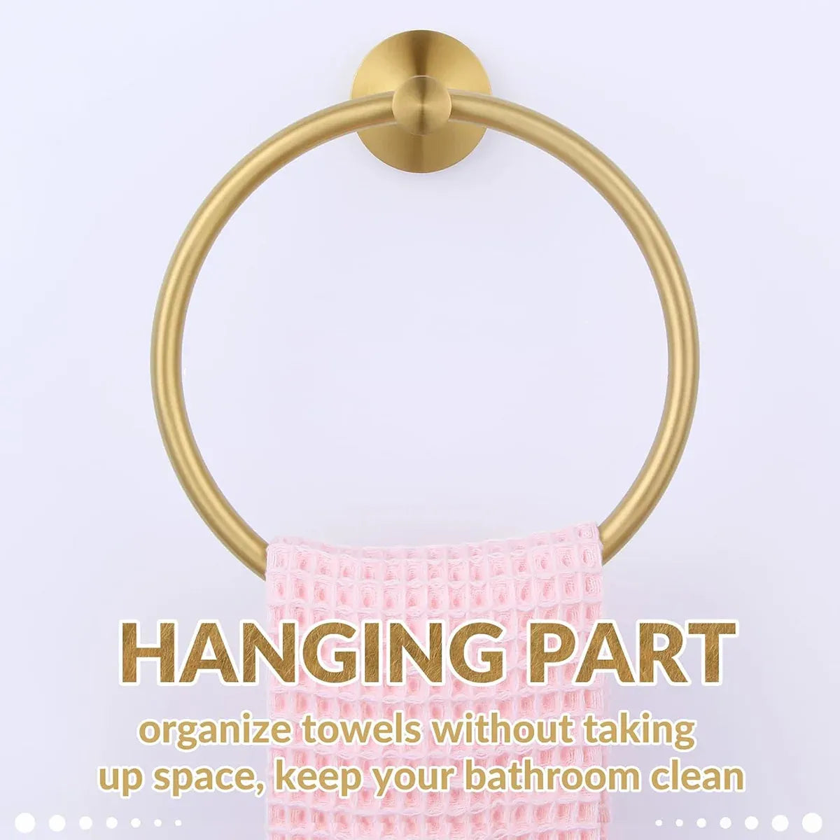 Bathroom Towel Rack Wall Mounted Towel Ring Black Toilet Paper Holder Shelf - Gold
