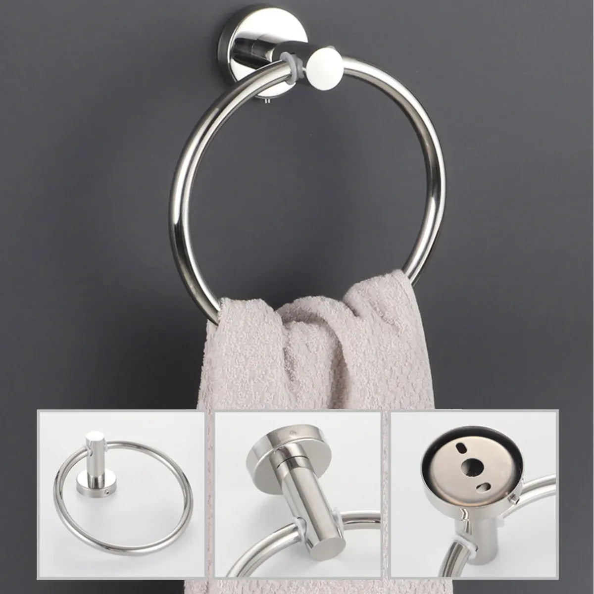 Bathroom Towel Rack Wall Mounted Towel Ring Black Toilet Paper Holder Shelf - Gold