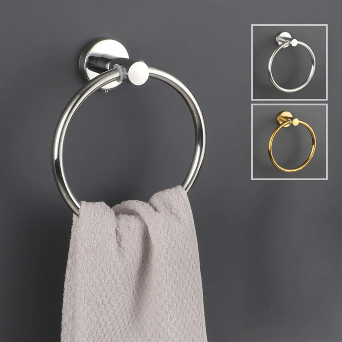 Bathroom Towel Rack Wall Mounted Towel Ring Black Toilet Paper Holder Shelf - Gold